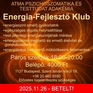 Energiafejlesztő Klub 2025.11.26. BETELT!